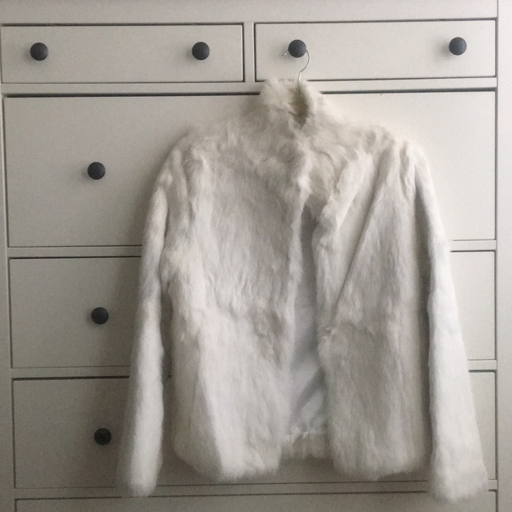 Real ivory/off-white rabbit fur jacket